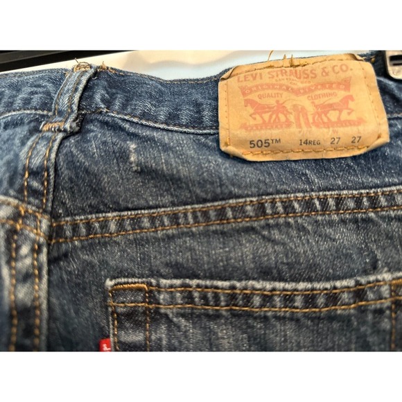 LEVI'S 505 Regular Fit 27x27 Straight Leg Blue Jeans Size Regular 14 *NICE - Picture 3 of 11